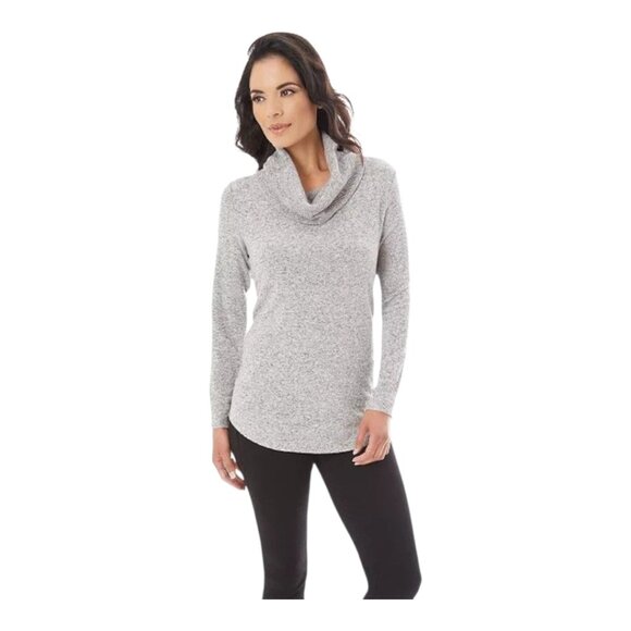 Apt. 9 Soft Longline Cowl Neck Fuzzy Jersey Sweater in Gray Cozy Women's 2X - Picture 1 of 8